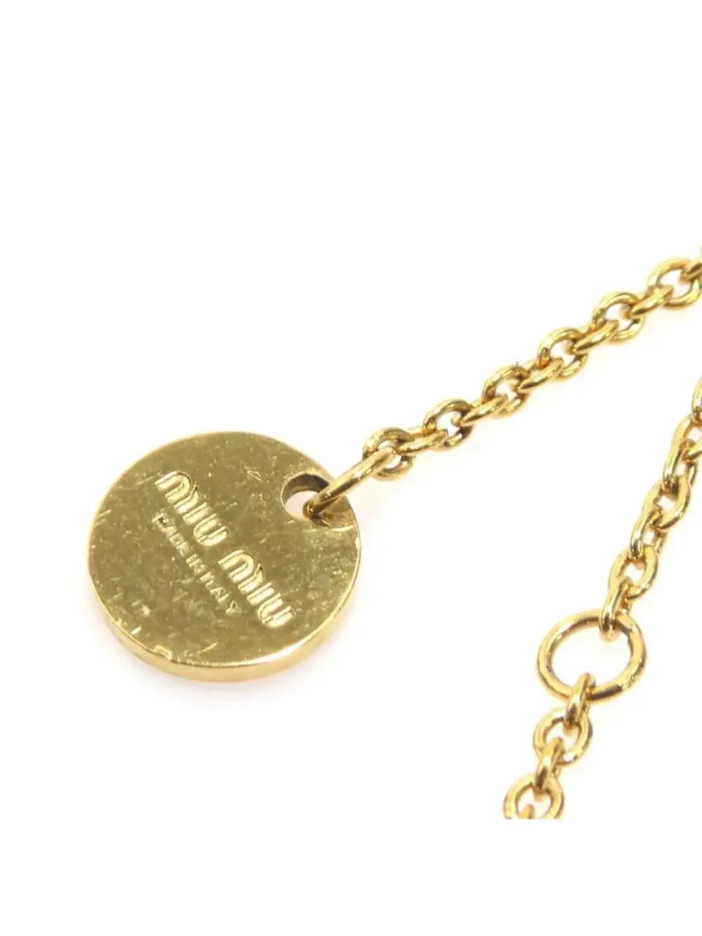 Auth Miumiu Necklace Gold/Off #303004M31B